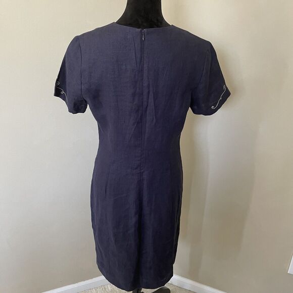 Landhaus C&A Naturally Dress German US Size 10 Linen Dress Decorative Stitching - Picture 10 of 16
